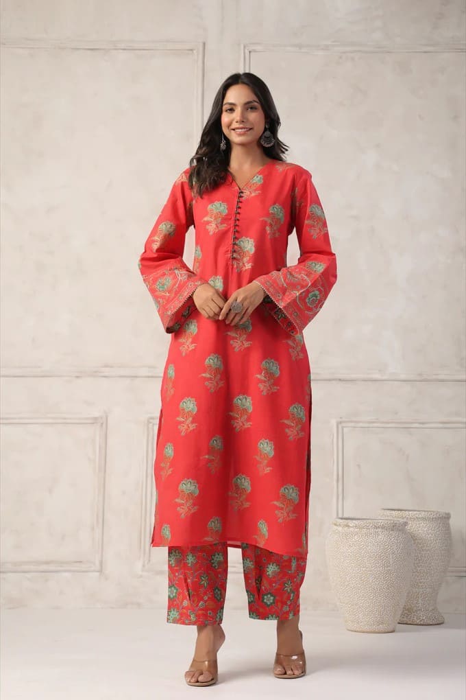 The Peach Floral Co-Ord Set