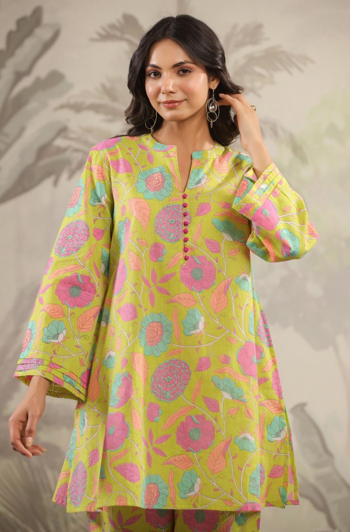 YELLOW FLORAL PRINTED CO-ORD SET