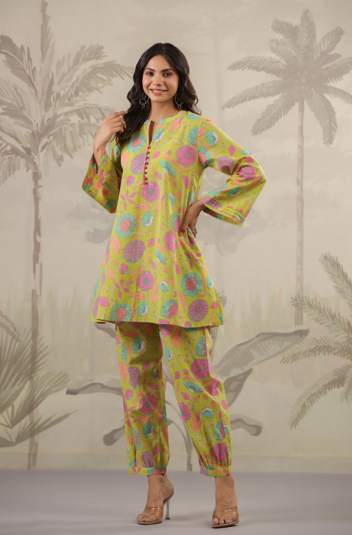 YELLOW FLORAL PRINTED CO-ORD SET