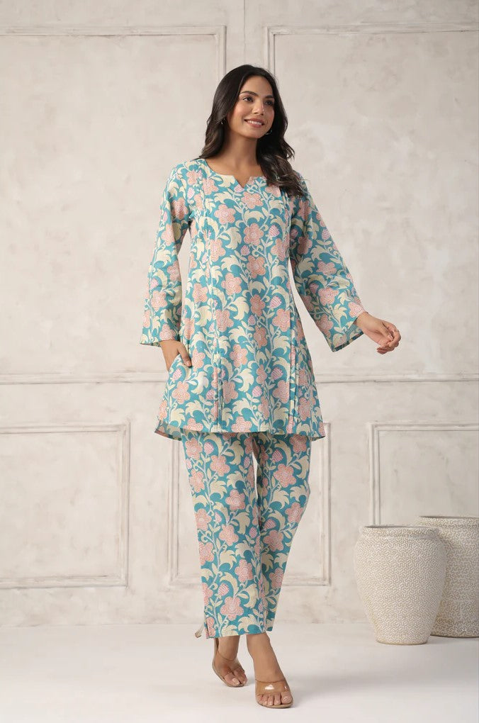 Green Floral Printed Co-Ord Set