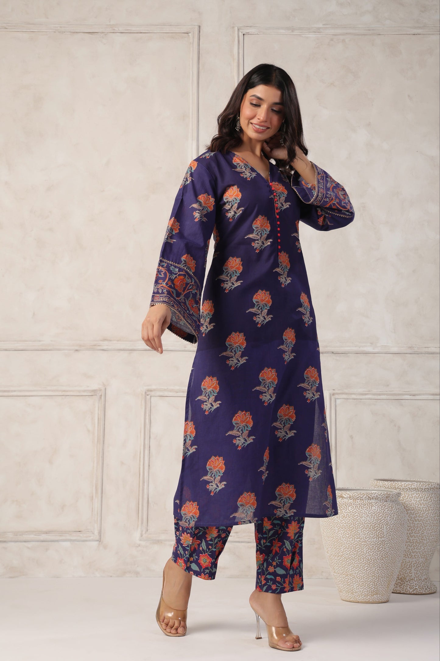 Blue Floral Printed Co-Ord Set