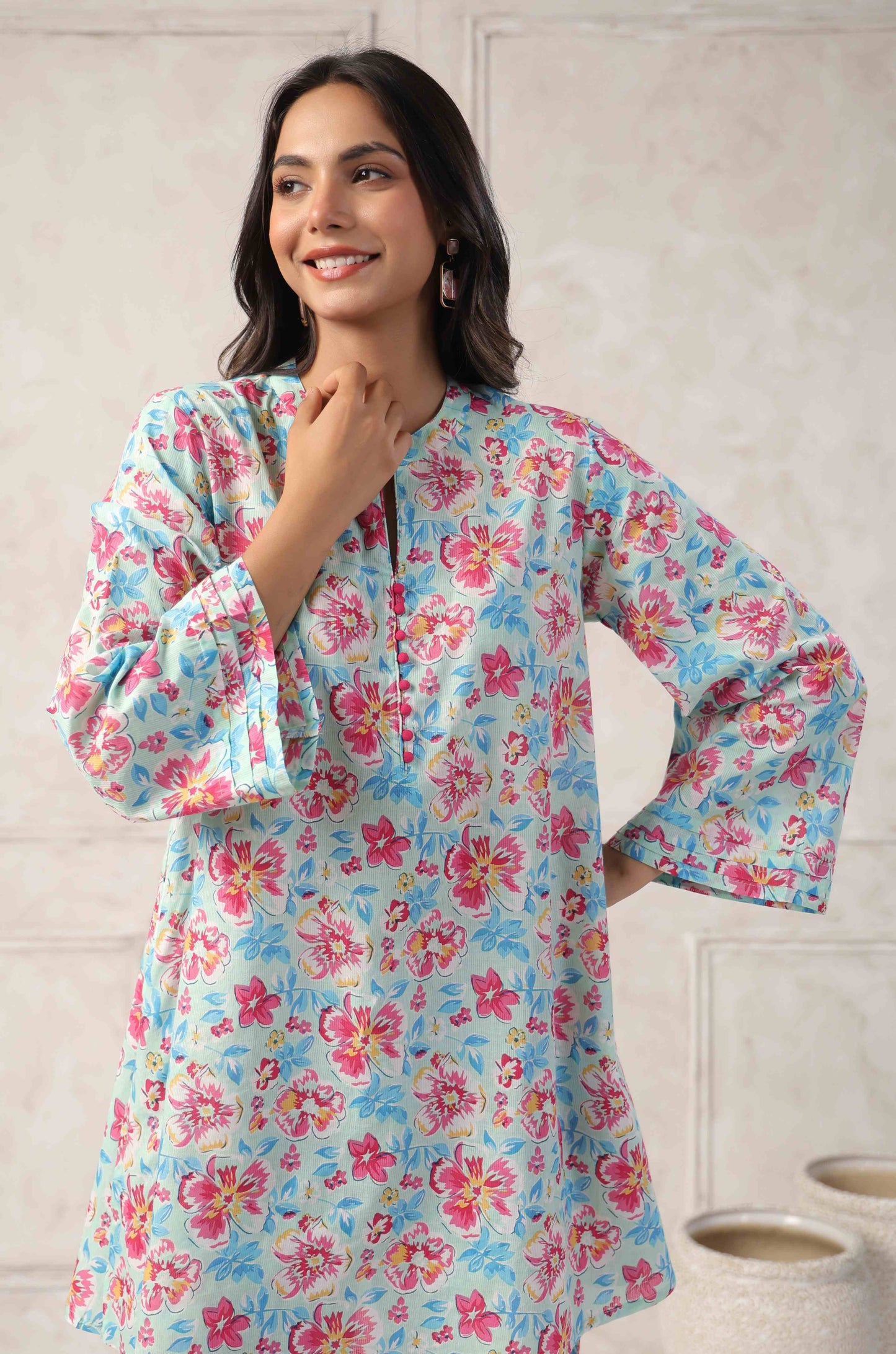 White-Pink Floral Printed Co-ord Set