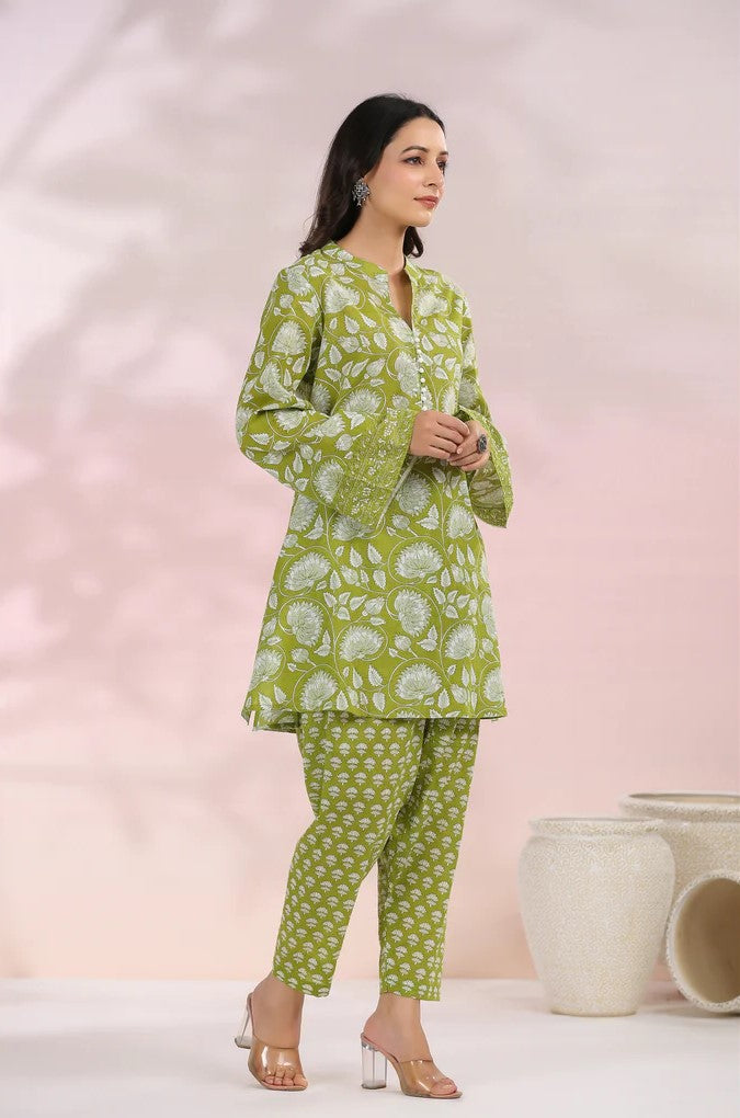 Green Floral Printed Co-Ord Set