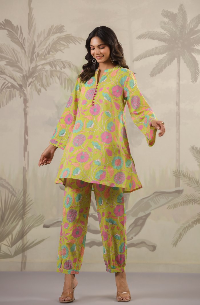 YELLOW FLORAL PRINTED CO-ORD SET
