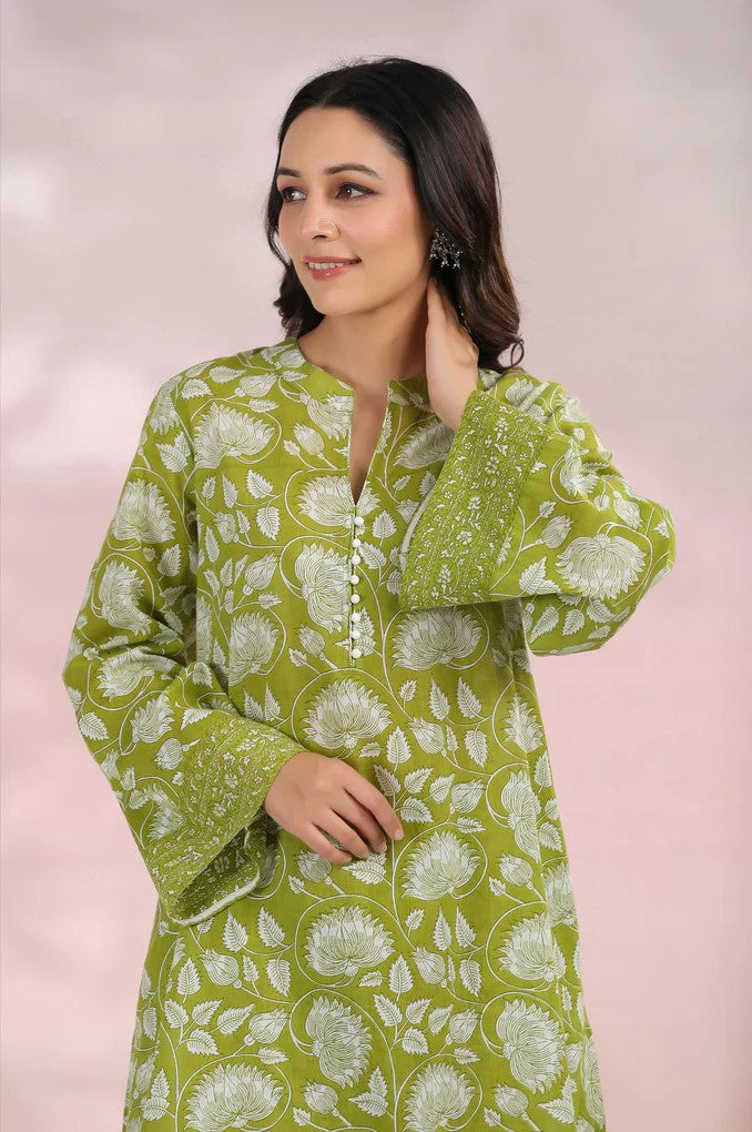 Green Floral Printed Co-Ord Set