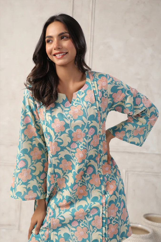 Green Floral Printed Co-Ord Set