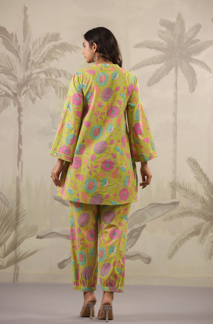 YELLOW FLORAL PRINTED CO-ORD SET