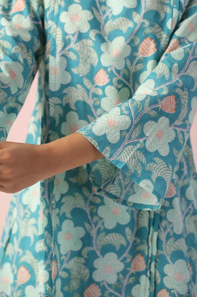 Teal Floral Printed Co-Ord Set