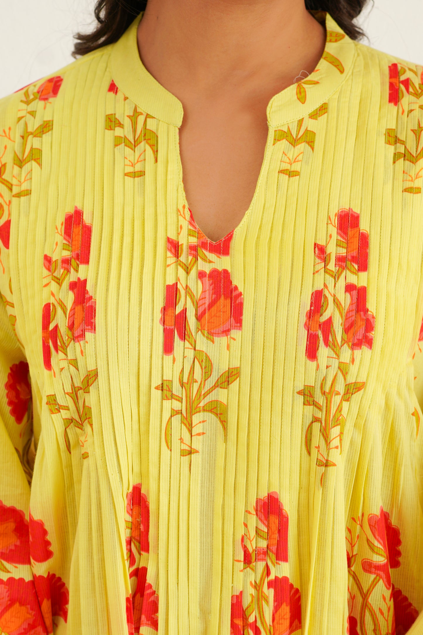 Yellow floral Printed Kurta with Bottom