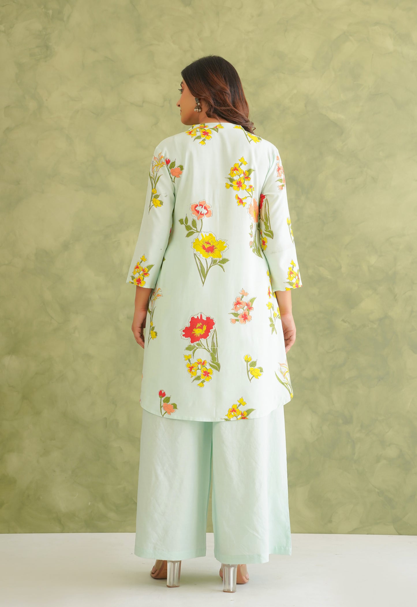 Pista Green Floral Printed Co-Ord Set