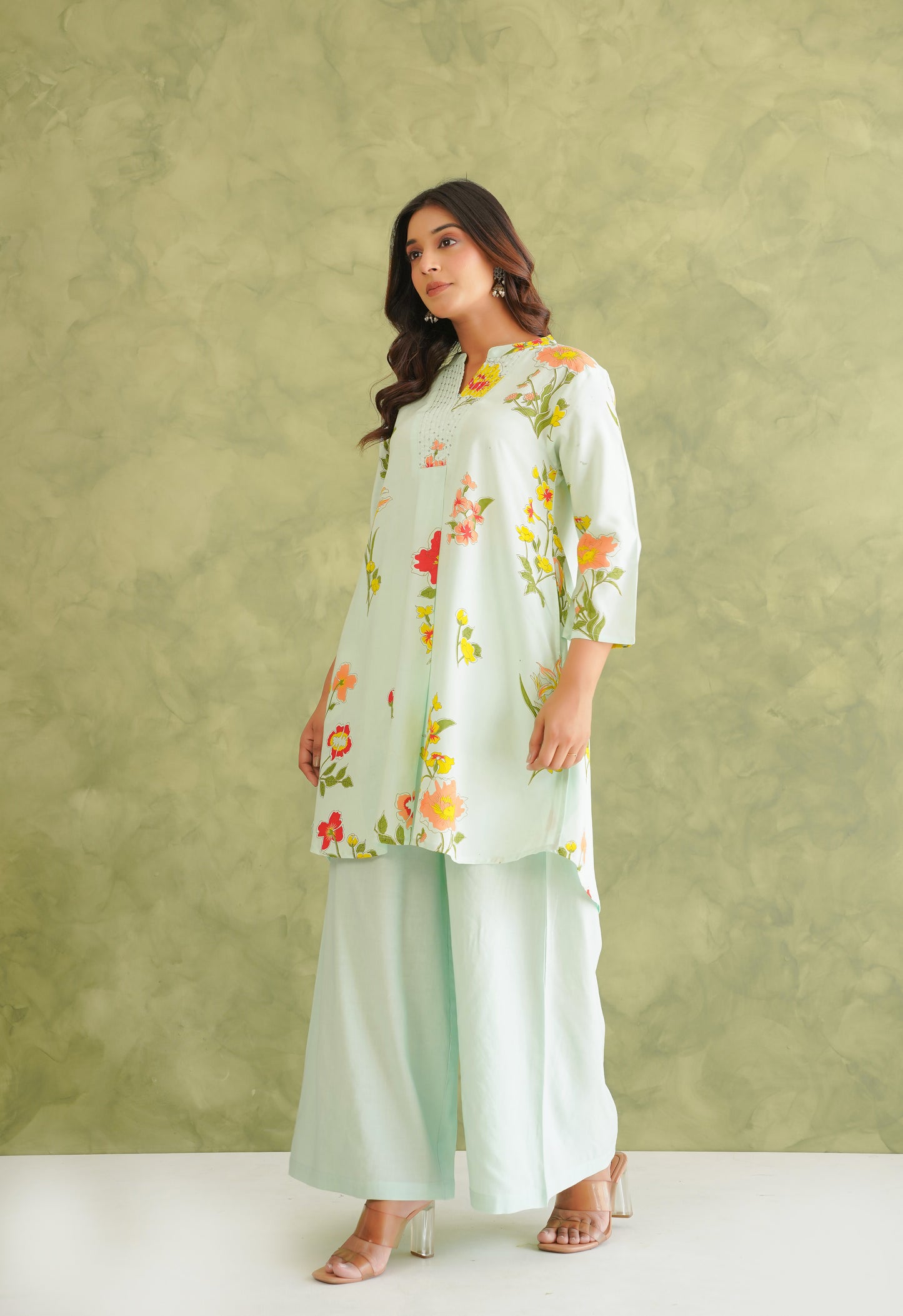 Pista Green Floral Printed Co-Ord Set