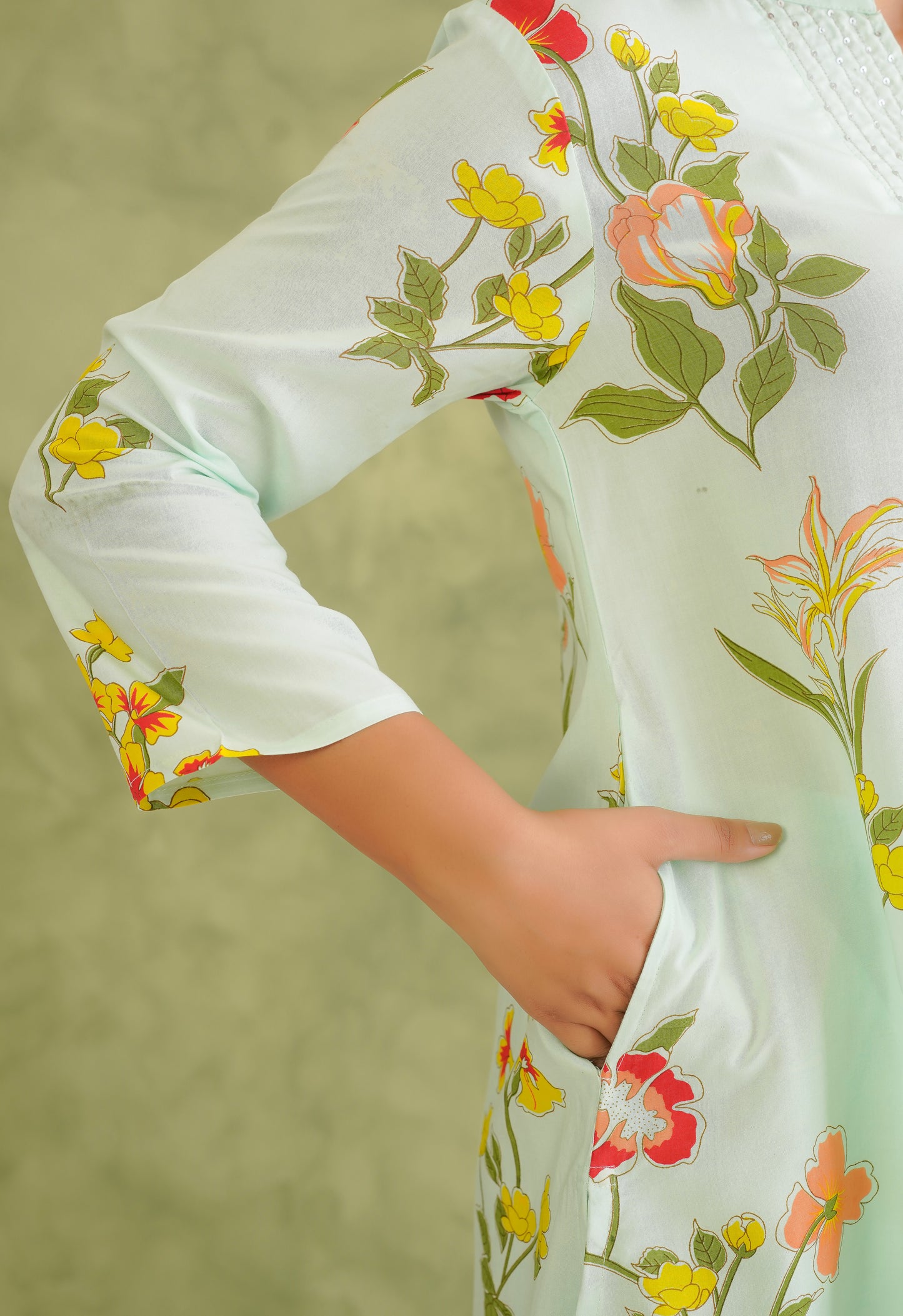 Pista Green Floral Printed Co-Ord Set