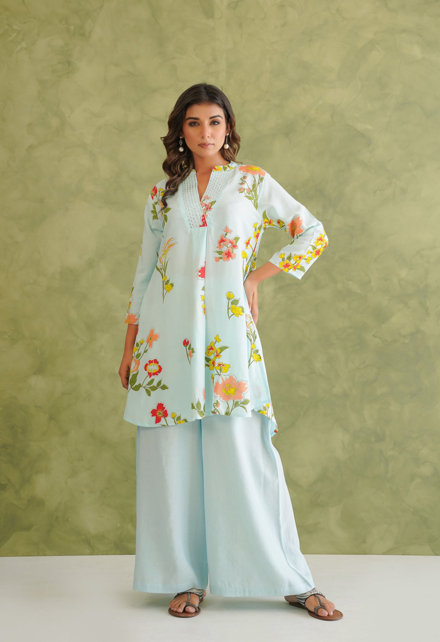 Blue Floral Printed Co-Ord Set
