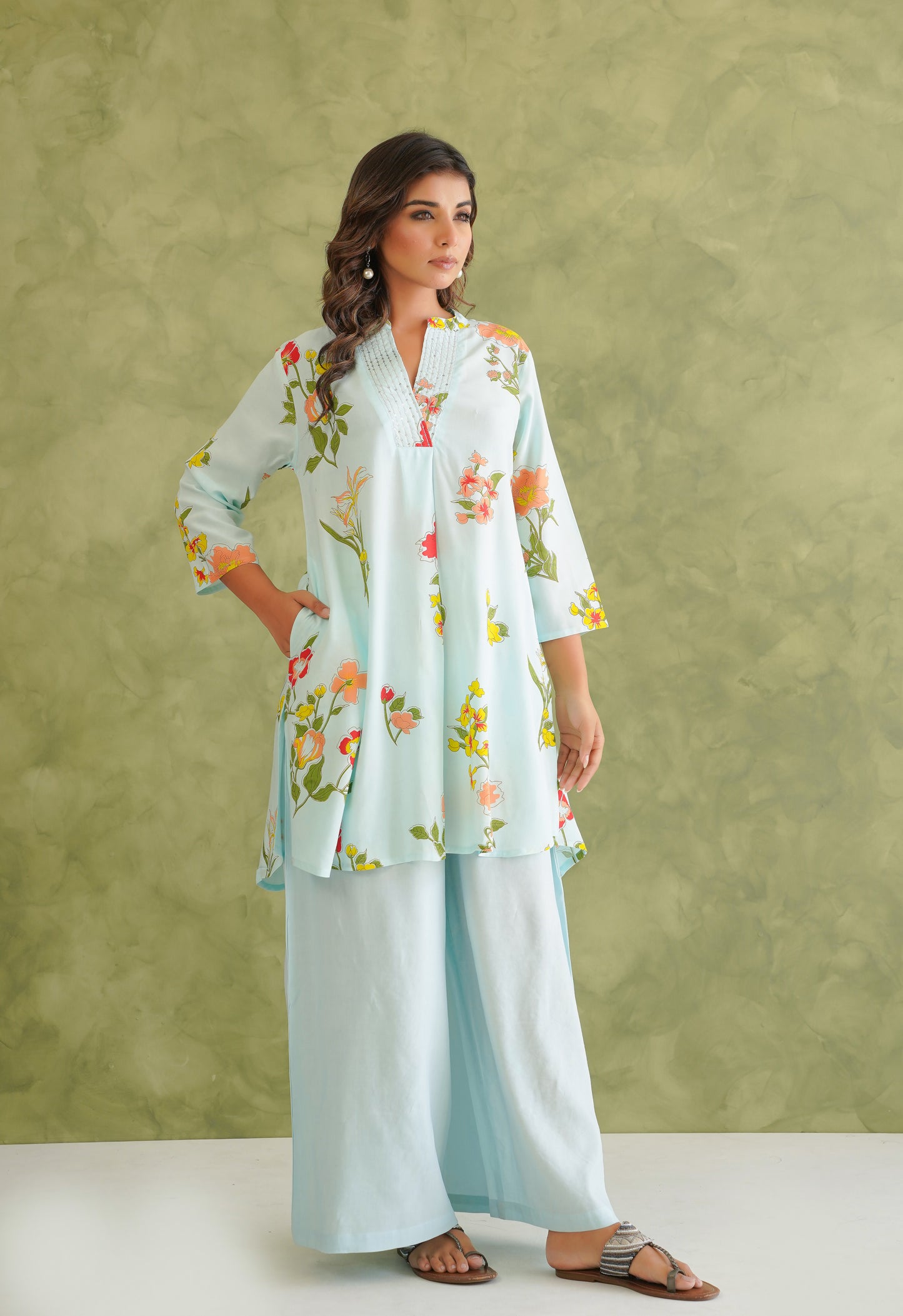 Blue Floral Printed Co-Ord Set