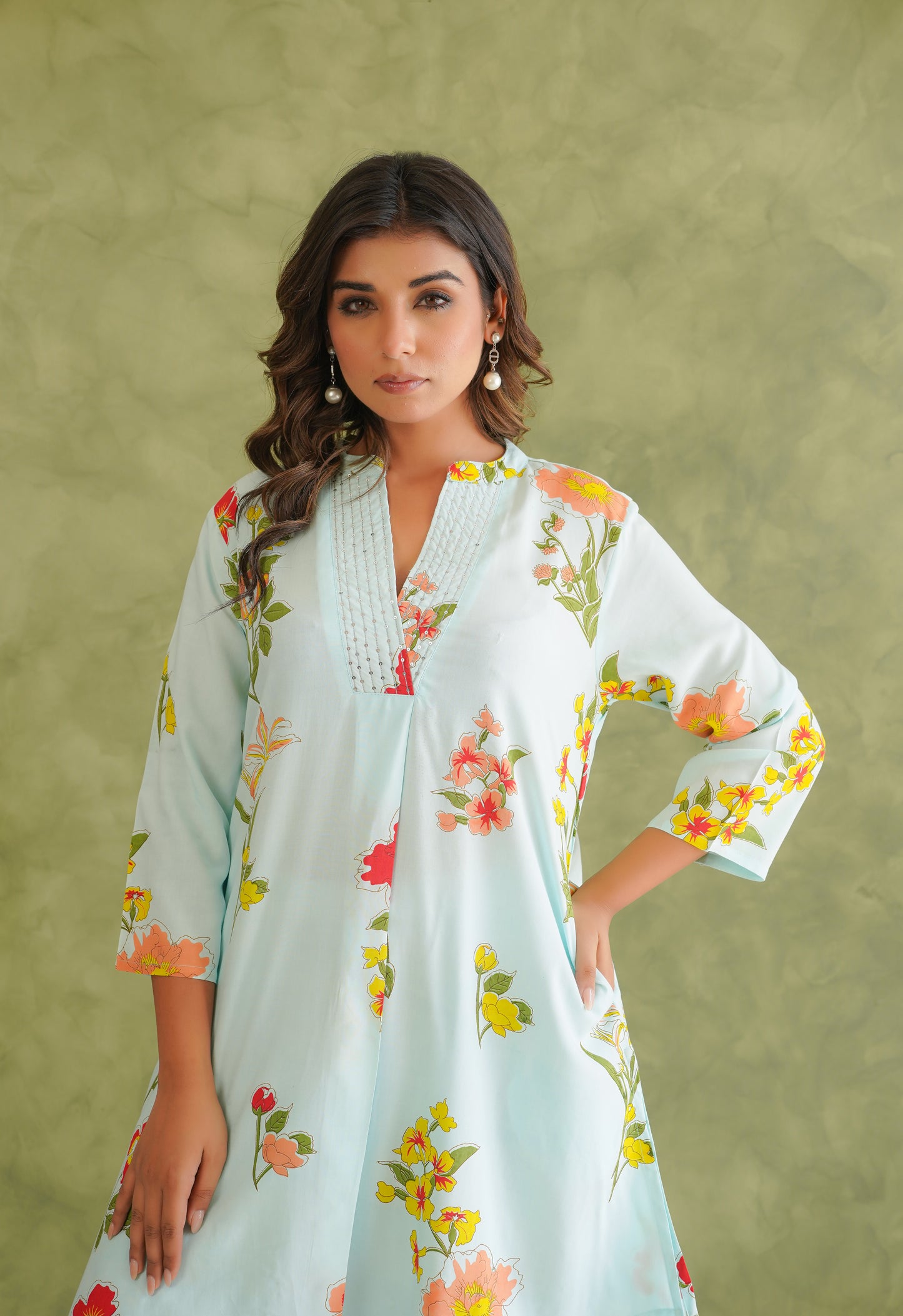 Blue Floral Printed Co-Ord Set