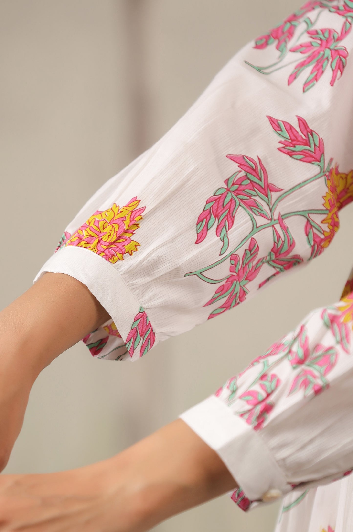 The Pink Floral Printed Cotton Tunic