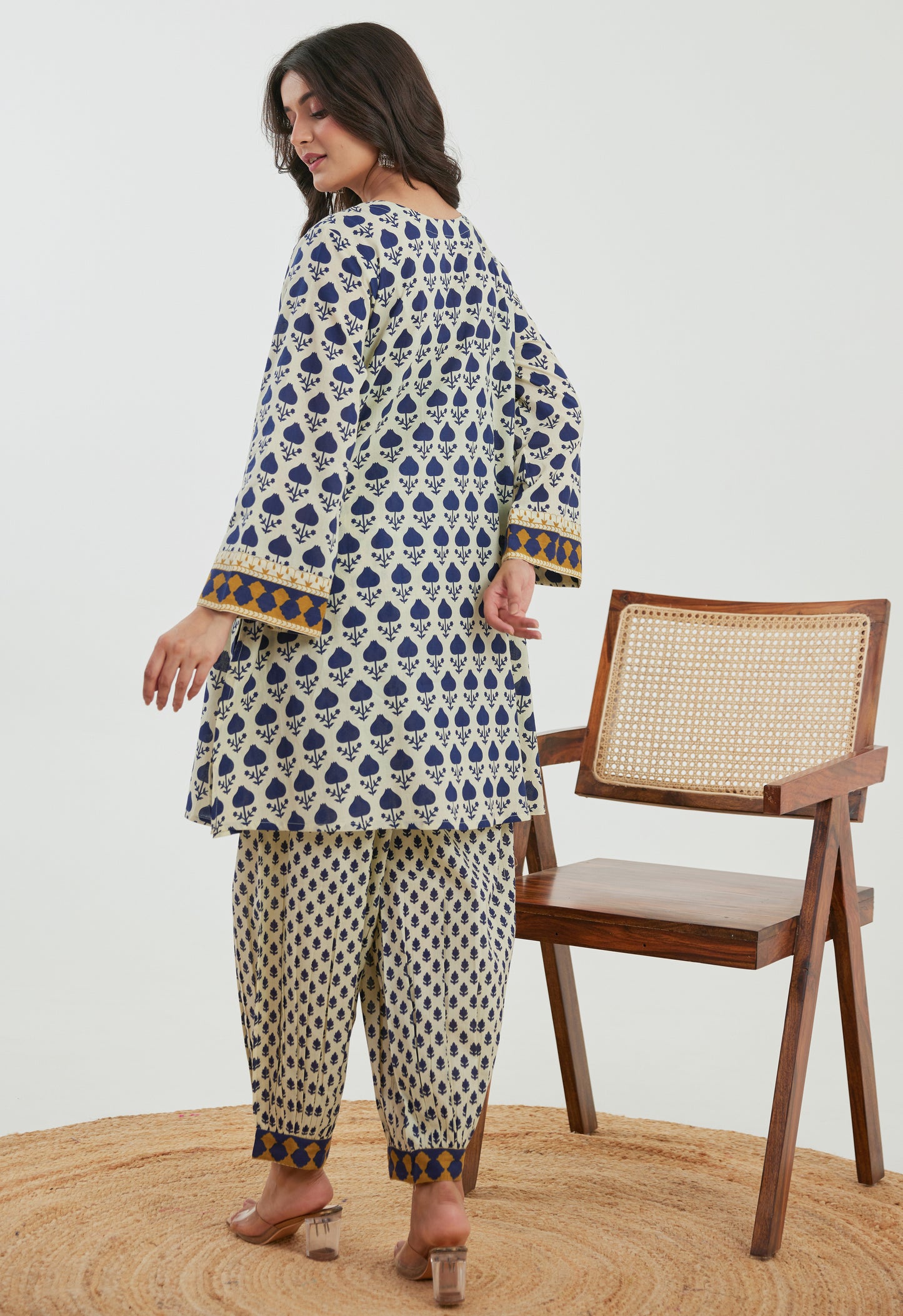 Blue Motif Printed Cotton Co-ord Set