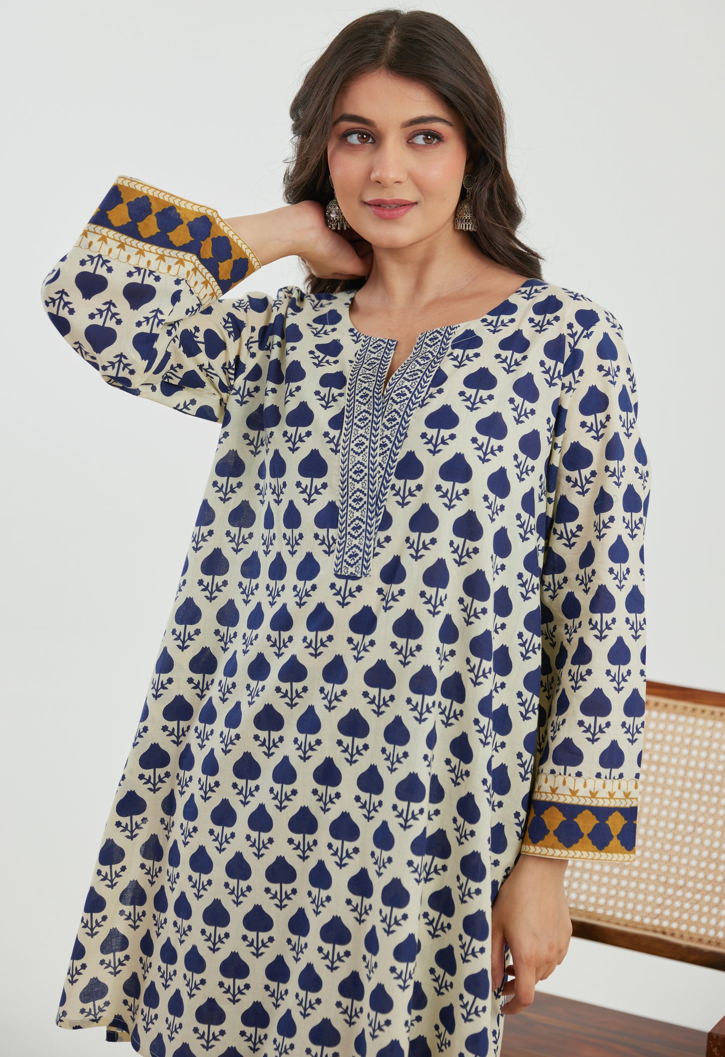 Blue Motif Printed Cotton Co-ord Set
