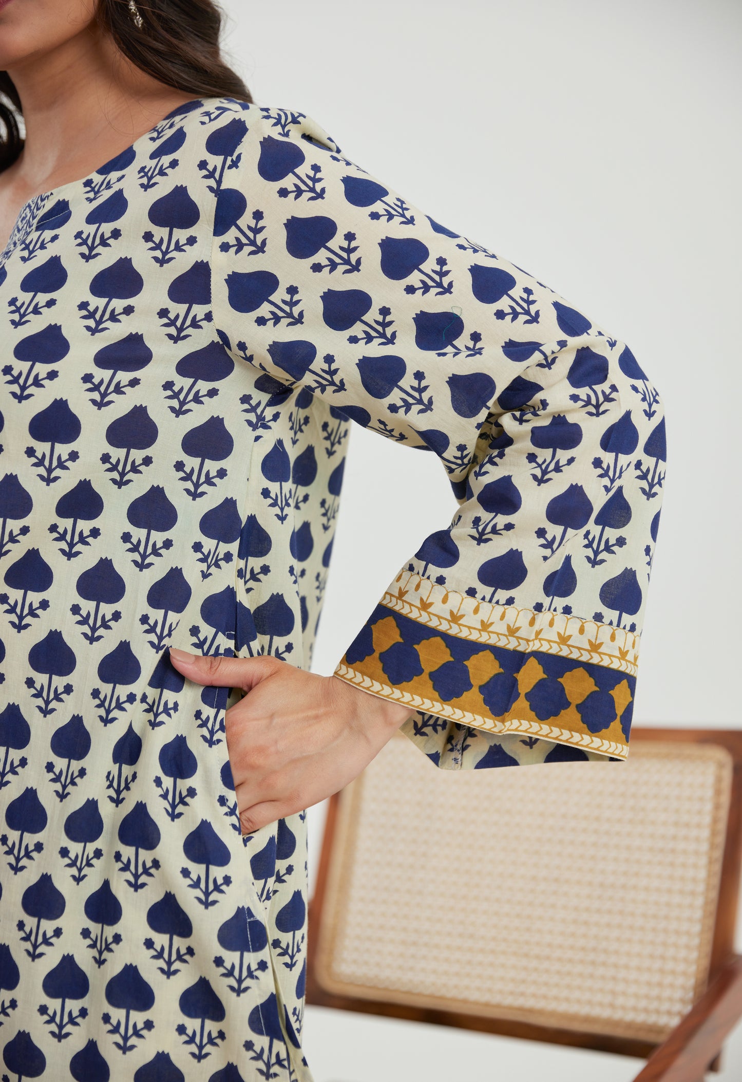 Blue Motif Printed Cotton Co-ord Set
