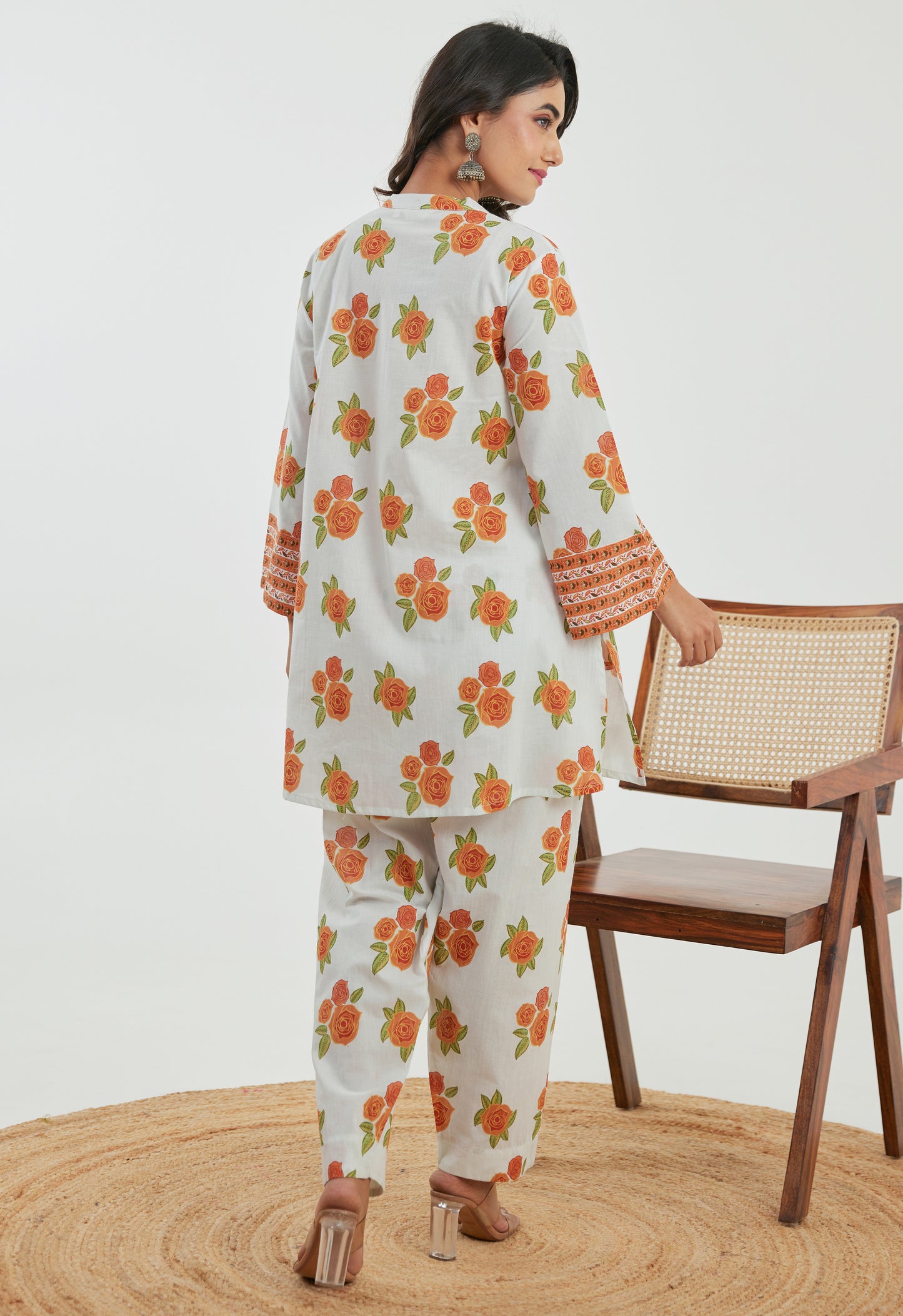 Orange Floral Printed Co-ord Set