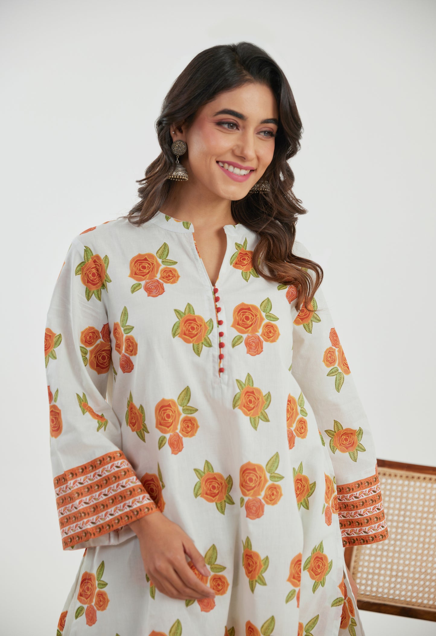 Orange Floral Printed Co-ord Set