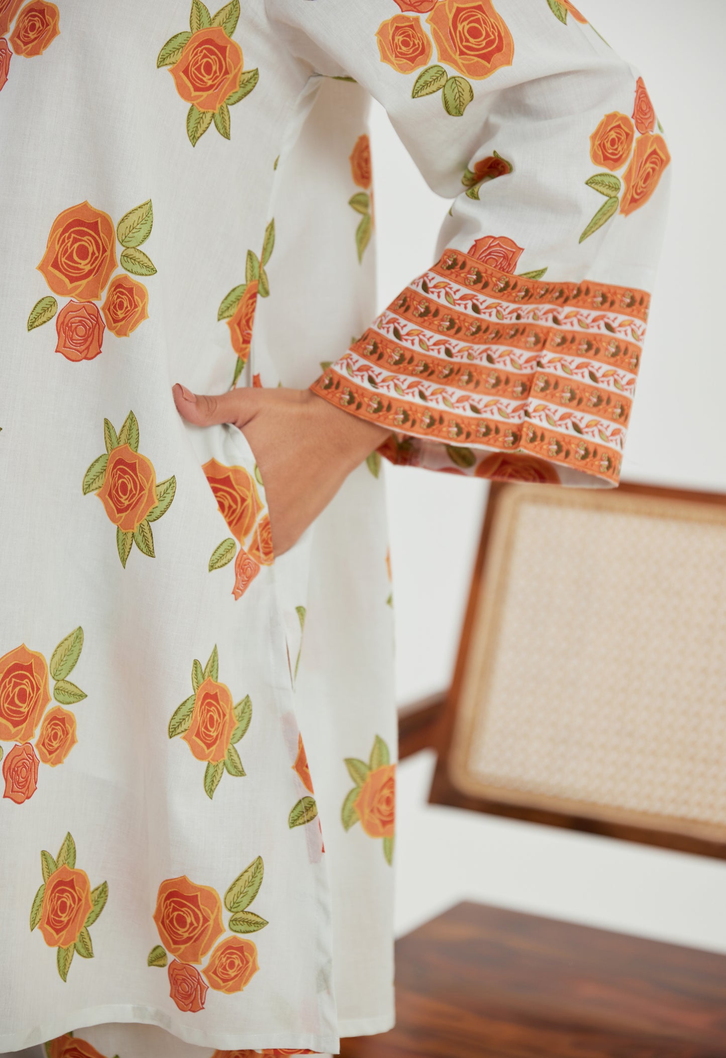 Orange Floral Printed Co-ord Set