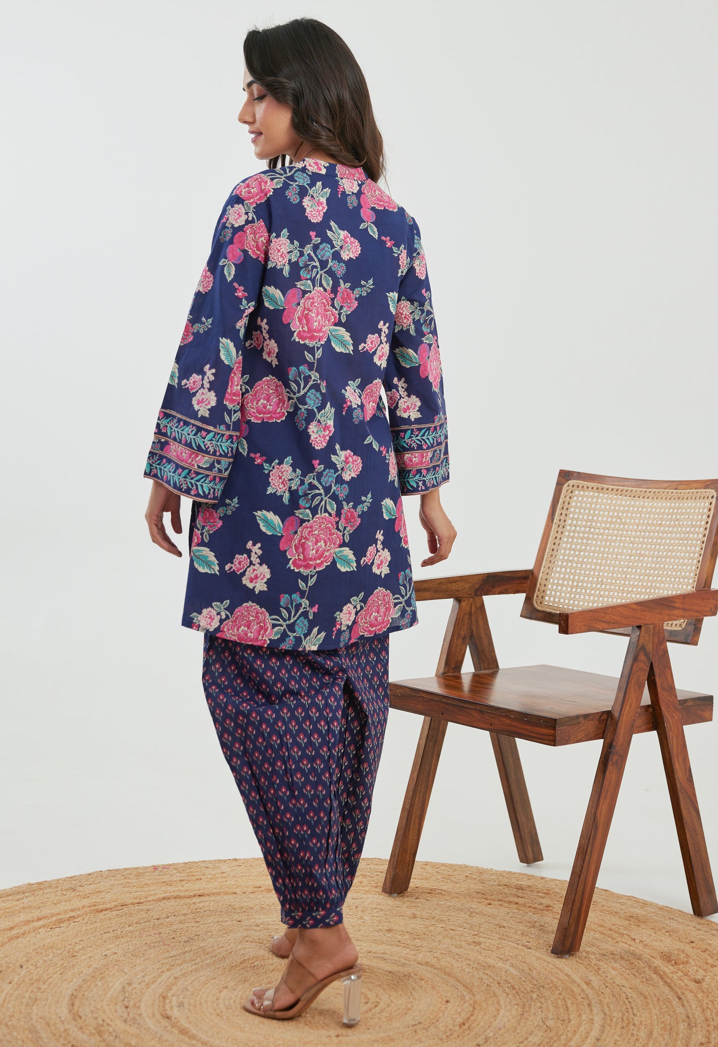 Pink & Blue Floral Printed Cotton Co-ord Set