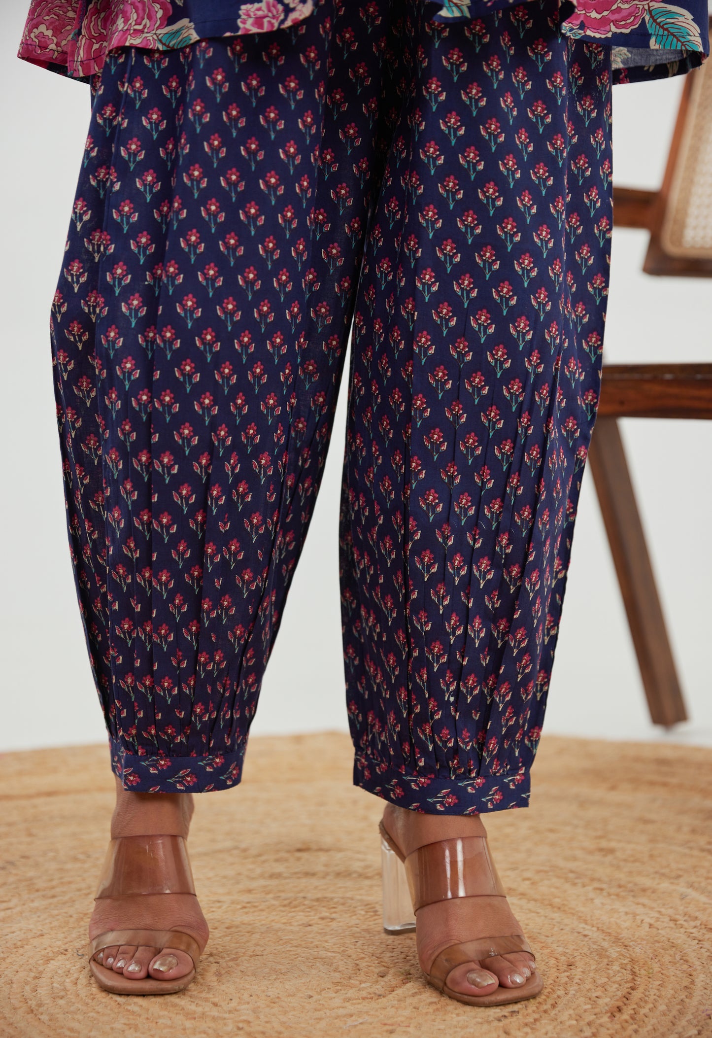 Pink & Blue Floral Printed Cotton Co-ord Set