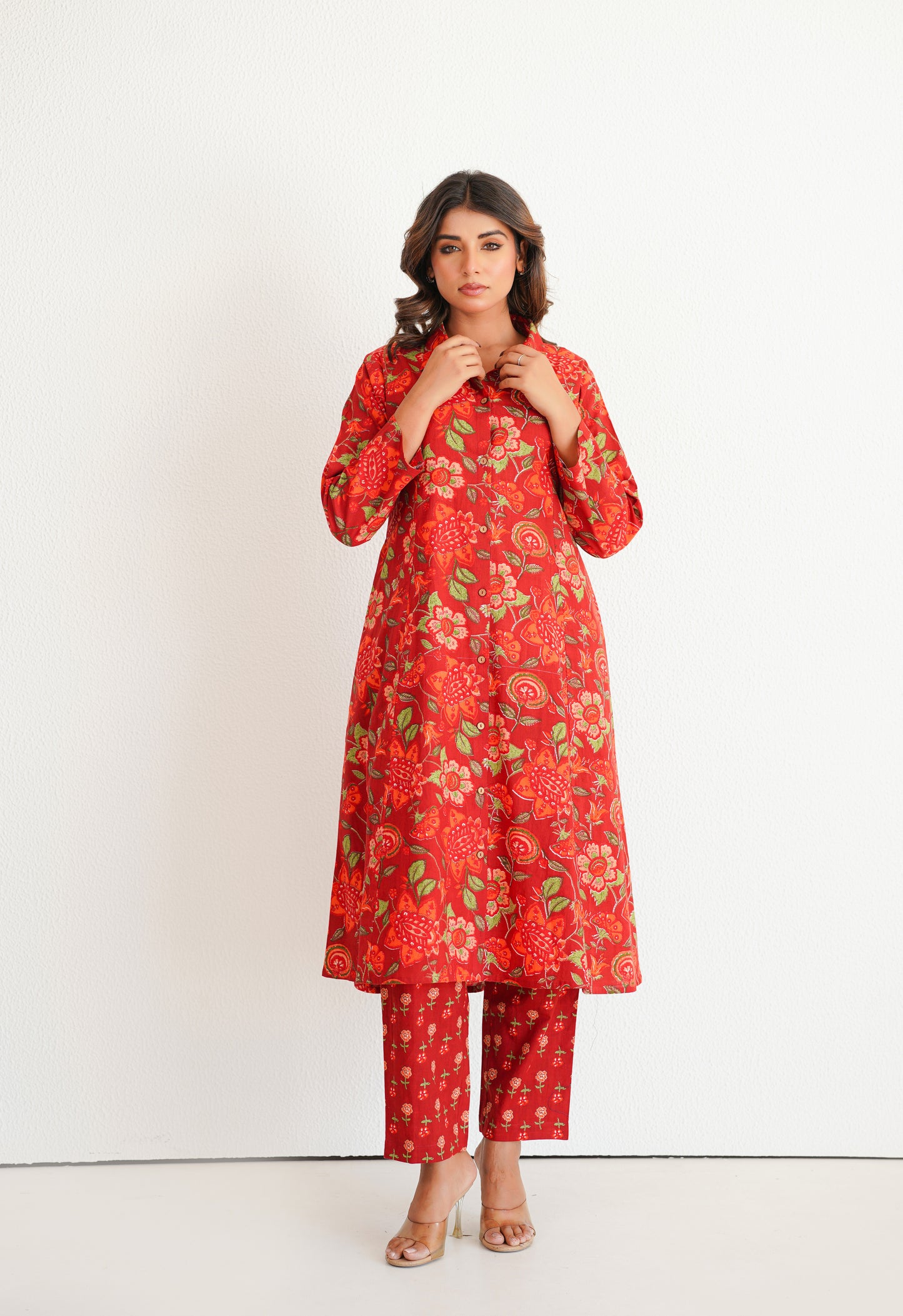 Maroon Floral Printed Co-Ord Set