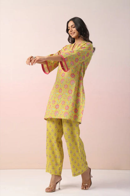 Yellow Floral Cotton Co-Ord Set
