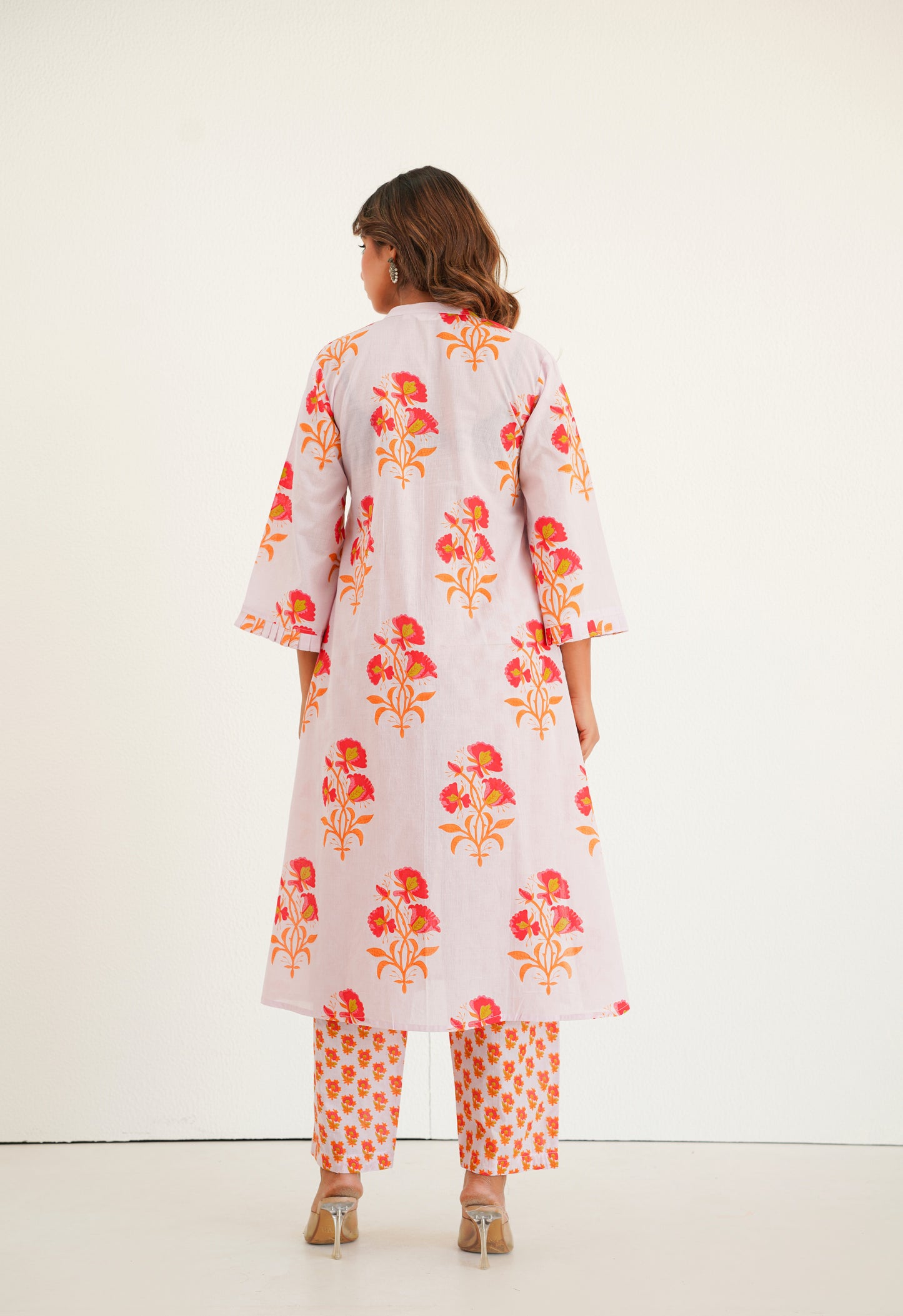 Lilac floral Printed Kurta with Bottom