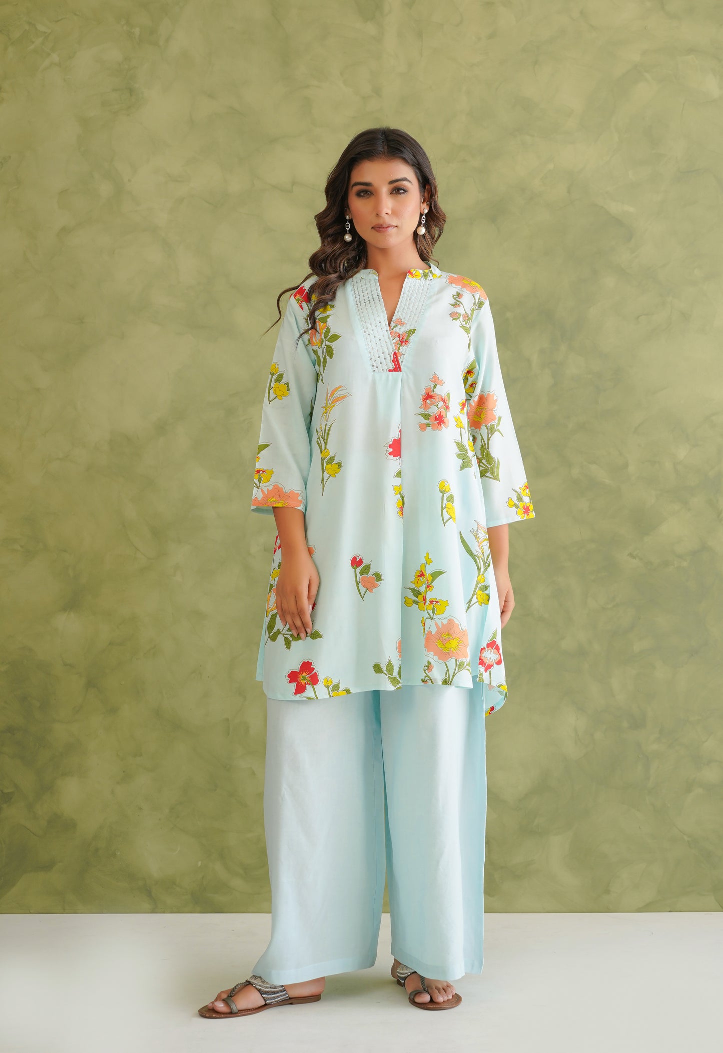 Blue Floral Printed Co-Ord Set