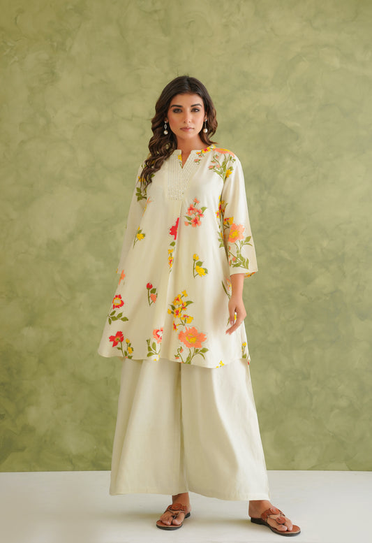 Cream Floral Printed Co-Ord Set
