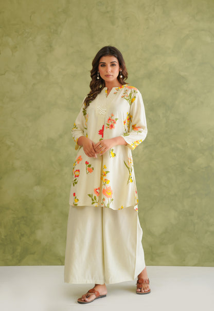 Cream Floral Printed Co-Ord Set