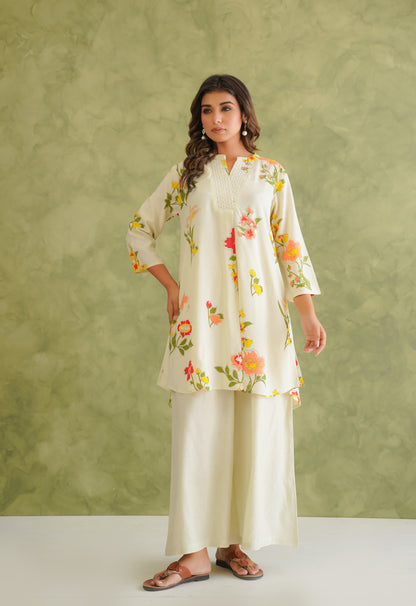 Cream Floral Printed Co-Ord Set