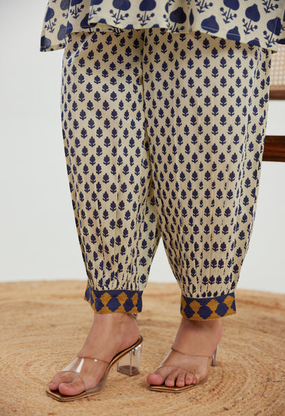Blue Motif Printed Cotton Co-ord Set