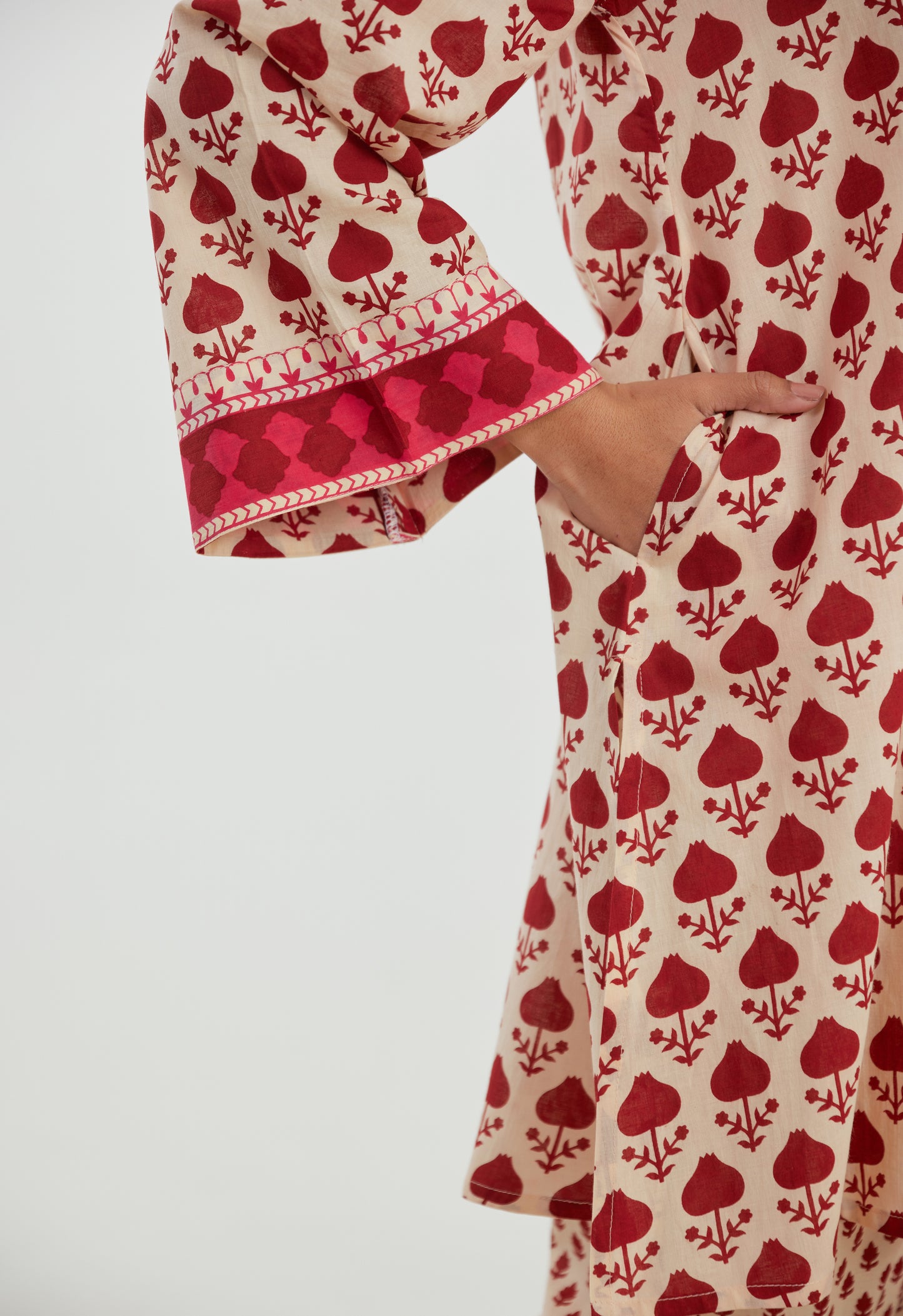 Maroon Motif Printed Cotton Co-ord Set