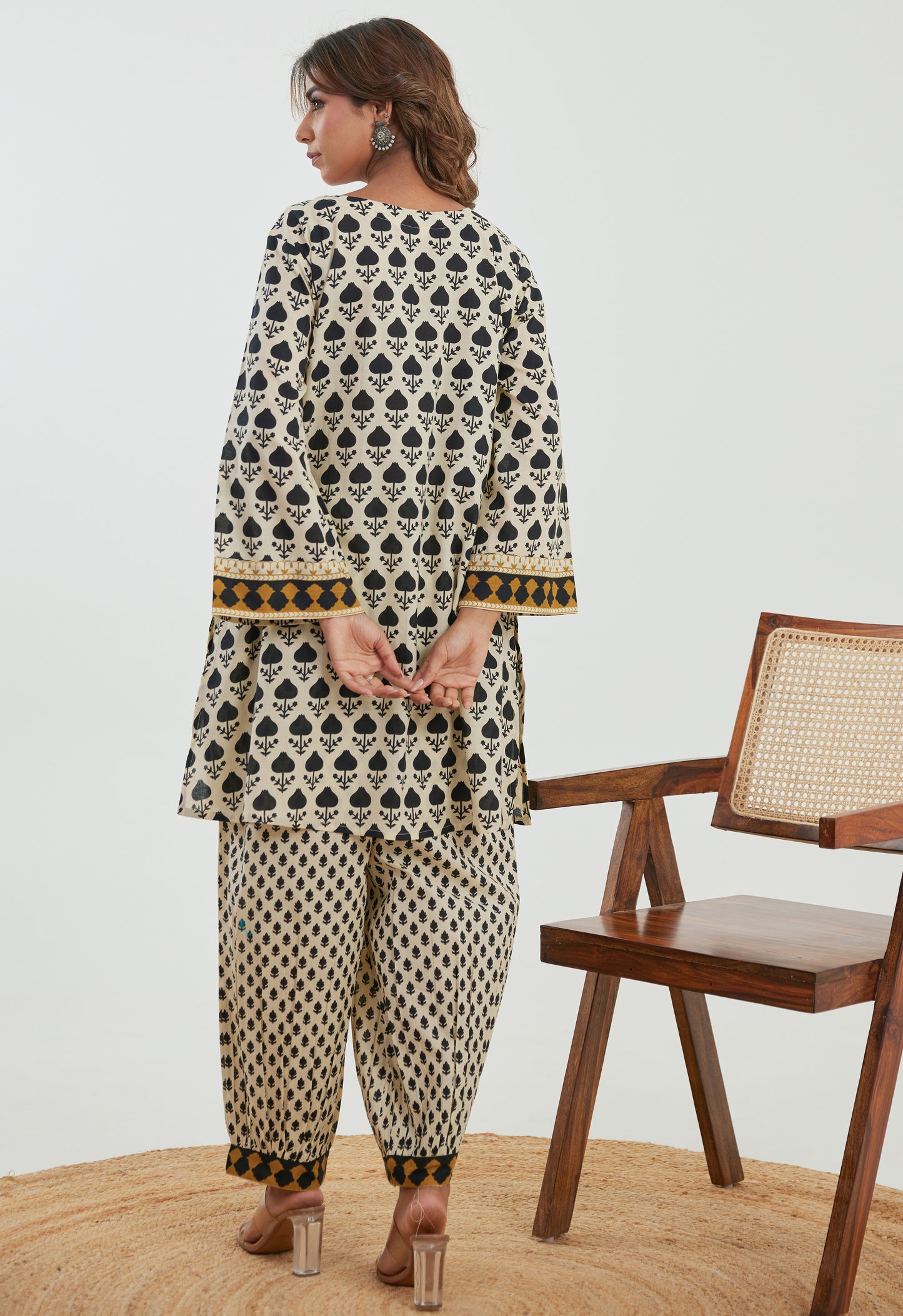 Black Motif Printed Cotton Co-ord Set