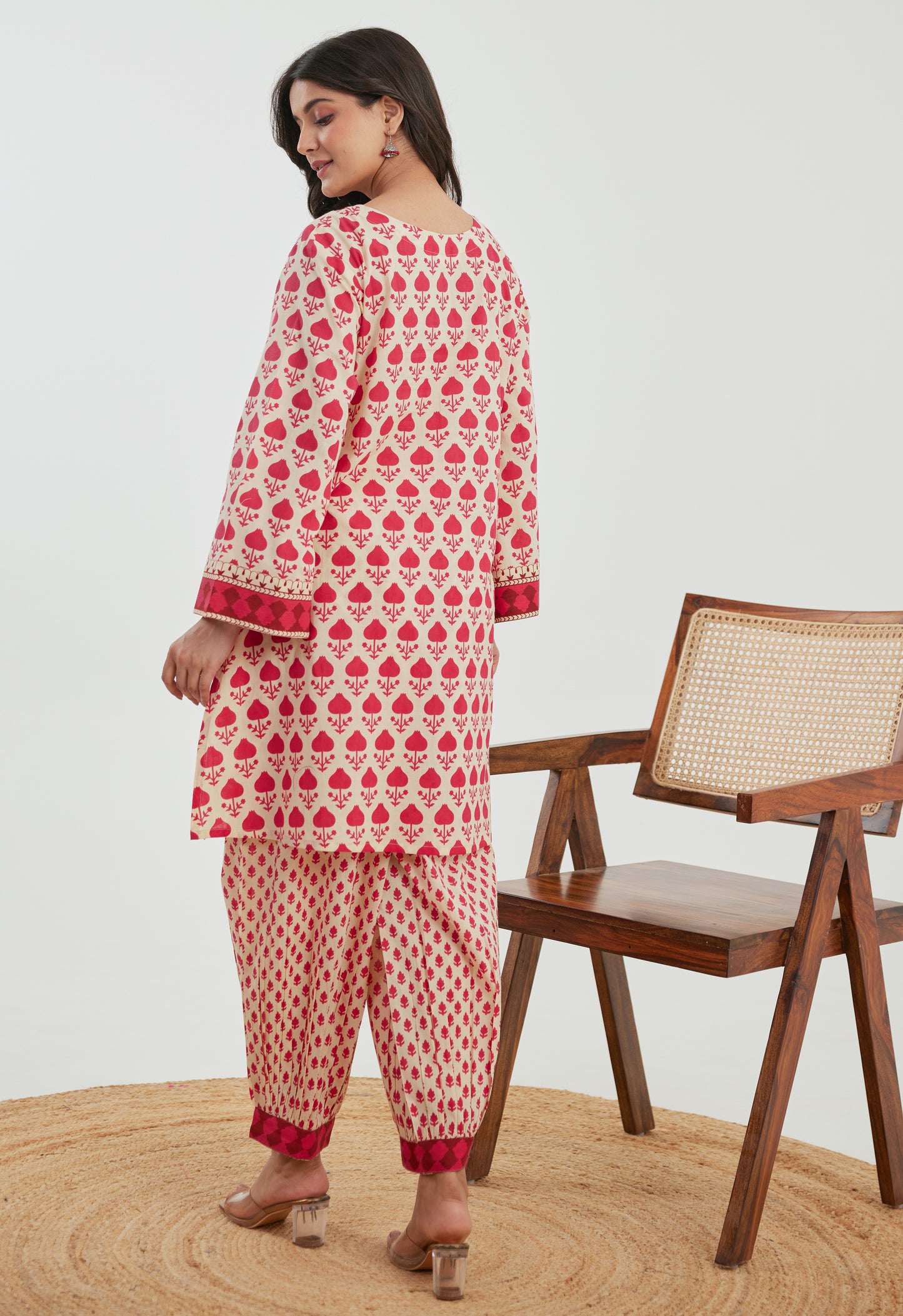 Pink Motif Printed Cotton Co-ord Set