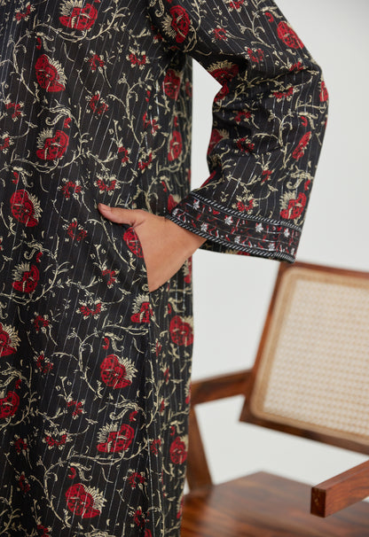 Black Floral Cotton Lurex Co-ord Set