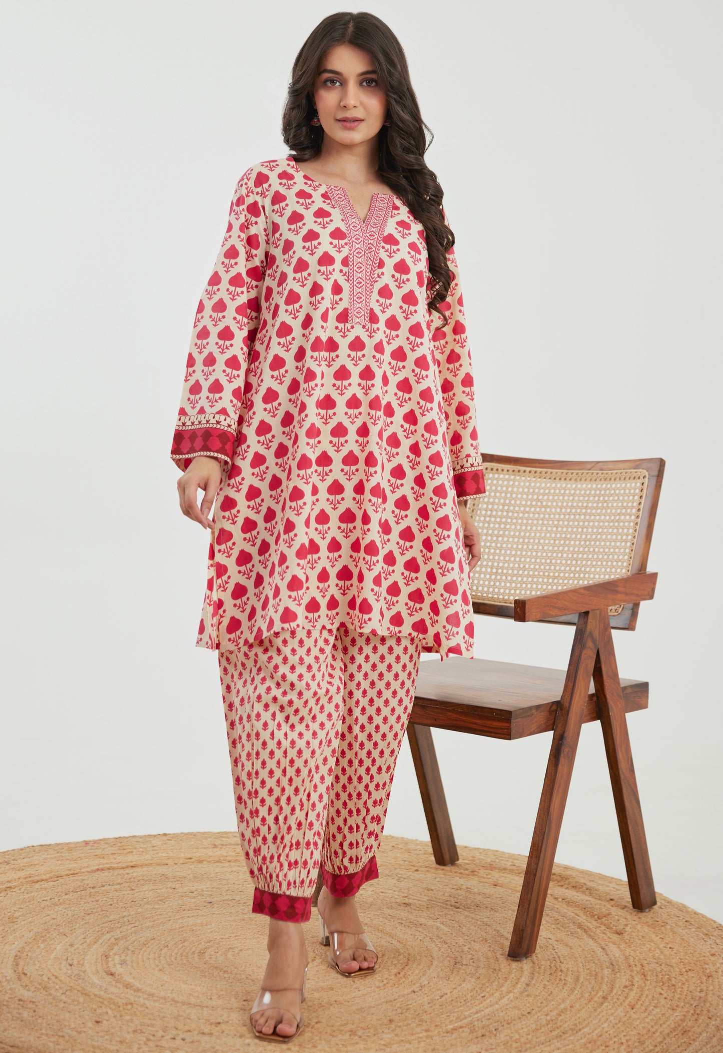 Pink Motif Printed Cotton Co-ord Set