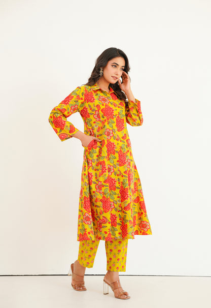 Yellow Floral Printed Co-Ord Set