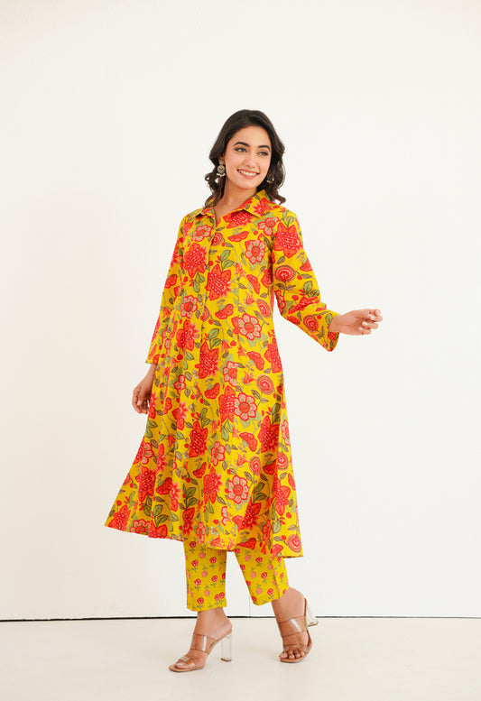 Yellow Floral Printed Co-Ord Set