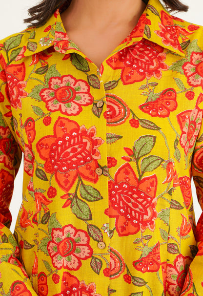 Yellow Floral Printed Co-Ord Set
